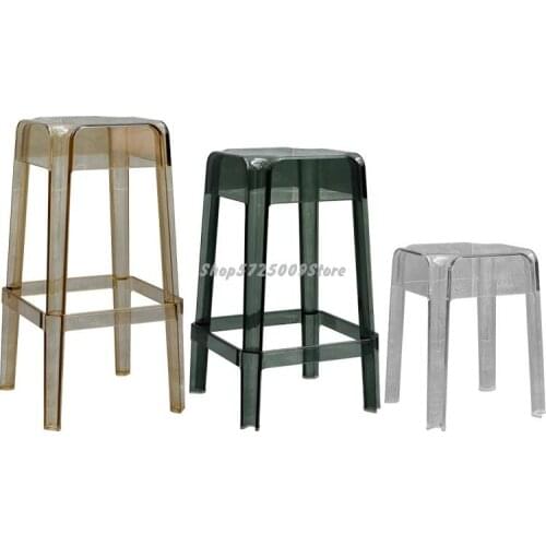 Acrylic Transparent Square Stool Plastic Ghost Chair Ins Net Red Dining Chair Crystal Stool Bar Stool Creative High Stool