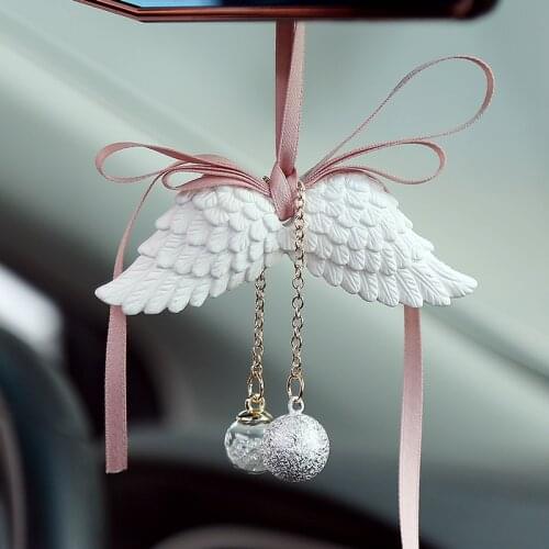 Car Pendant Angel Wings Automobile Rearview Mirror Decoration Ornaments Gypsum Wings Aromatherapy Air Freshener Car Accessories