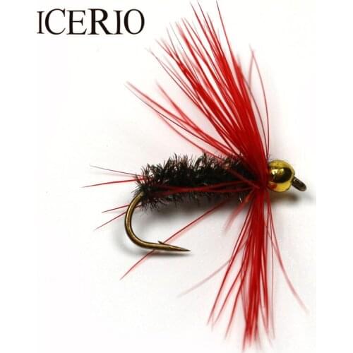 ICERIO 8PCS Golden Bead Head Peacock Body Wet Flies Trout Fly Fishing Lures #10