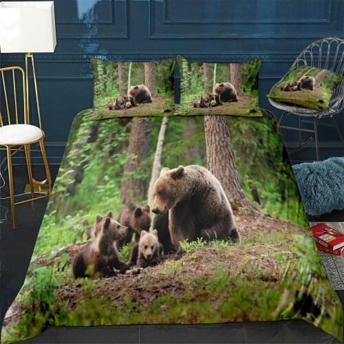 Bears Family Quilt Cover Pillowcase 3Piece Comforter Bedding Set With Pillow Case Single Double Duvet Cover Home Decora