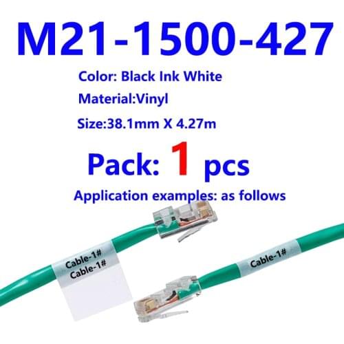 Bmp21 M21-1500-427 Label Tape Black On White vinyl film Compatible for BMP21 Plus ID PAL LABPAL Cable Label Maker BMP21 LAB