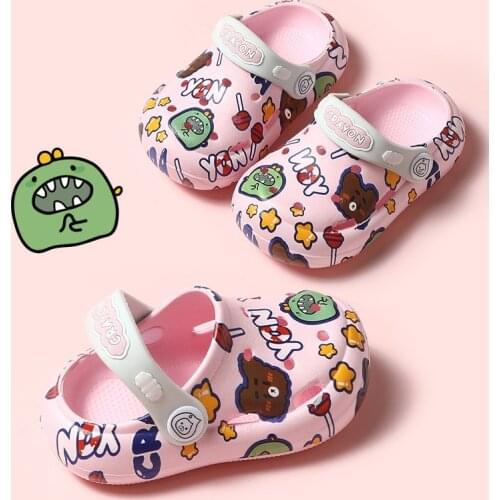 Cute Cartoon Printed Baby Kids Sandals Slippers For Girls Boys Indoor Soft EVA Children Toddler Hole Beach Garden Summer Shoes