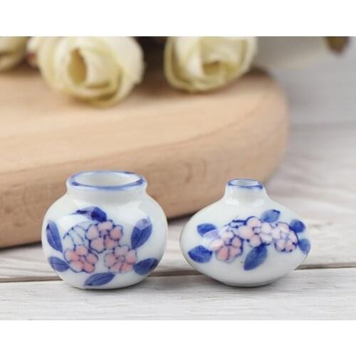 2Pcs/lot 1:12 Dollhouse Miniature Flower Vase for Doll House Accessories