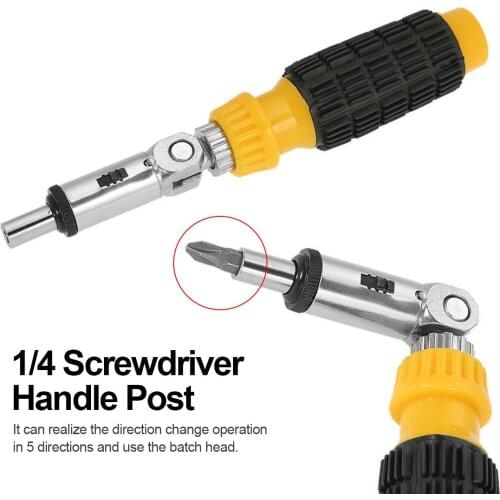 Multi tool Magnetic Ratchet Screwdriver 1/4 Inch Quick-change Ratcheting Sturdy 5 Positions Bits Holder Free Shipping