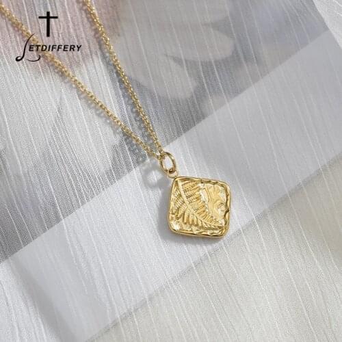 Letdiffery Fashion Square Leaves Women Pendant High Quanlity Stainless Steel Vintage Jewelry for Christmas Gifts