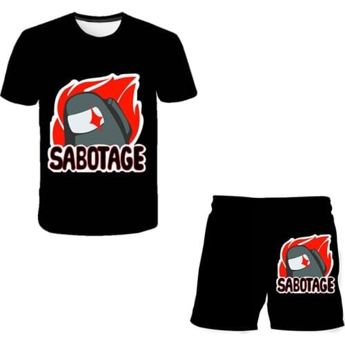 Fashion Anime T-shirt Set amongus T-shirt Set Game Children Set Cartoon Childrens Clothing Birthday Gift