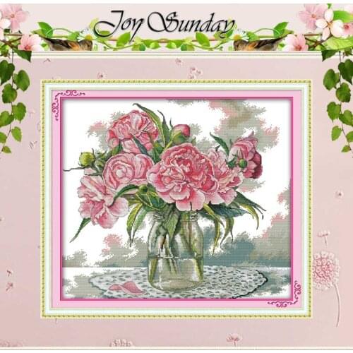 Peony painting counted Cross Stitch 11CT 14CT Cross Stitch Set Wholesale DIY flower Cross-stitch Kit Embroidery Needlework
