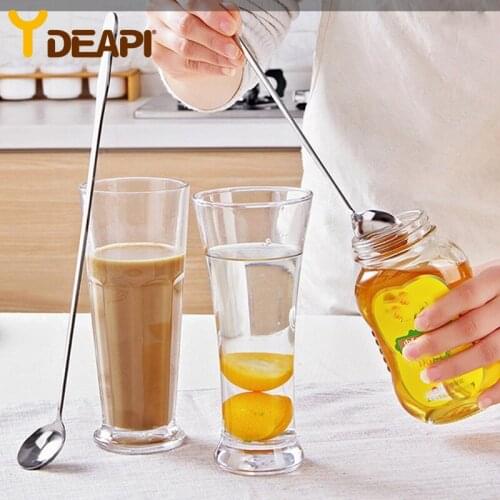 YDEAPI Stainless steel dinnerware set spoon spoon Dessert coffee ice cream spoons Kitchen accessories Bar tools new long handle