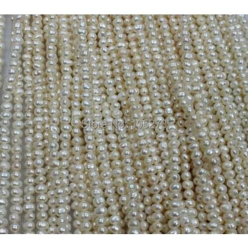3.5-4MM A+ Potato Near Round Ivory White Cultured Genuine Sweet Water Pearl Strands,Wholesale DIY Jewelry Material Offer