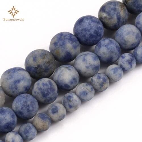 Natural Matte Sodalite Quartzs Frosted Gem Stone Dull Polished Round Beads For Jewelry Making Diy Bracelet 15