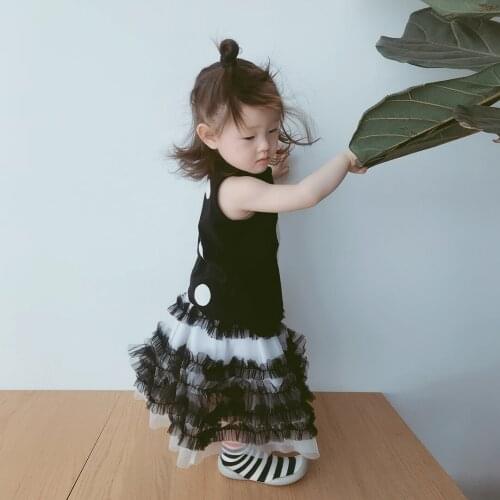 Original childrens clothing black and white mesh skirt imakokoni wild princess cute light girl summer 0118