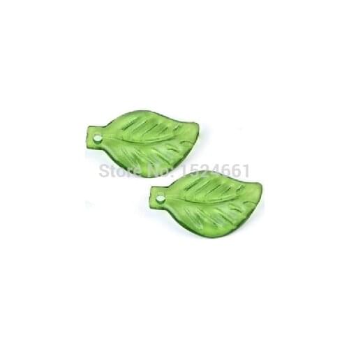 Light Green Leaf Charm Acrylic Pendants 18x11mm diy beads *crafts materials plastic chunky alphabet bubblegum