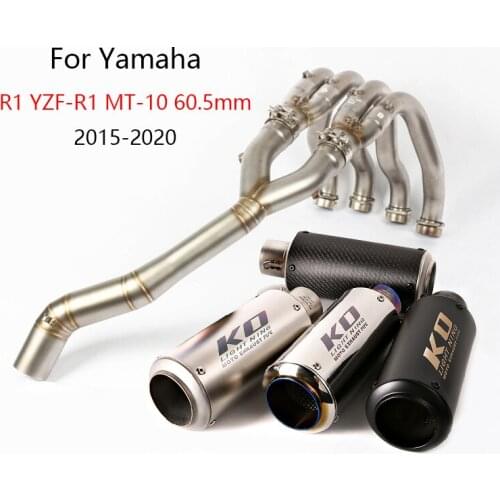 Full Exhaust System for Yamaha R1 YZF-R1 MT-10 2015-2020 Motorcycle Exhaust Pipe Header Mid Link Tube Slip On 61mm Muffler Tips