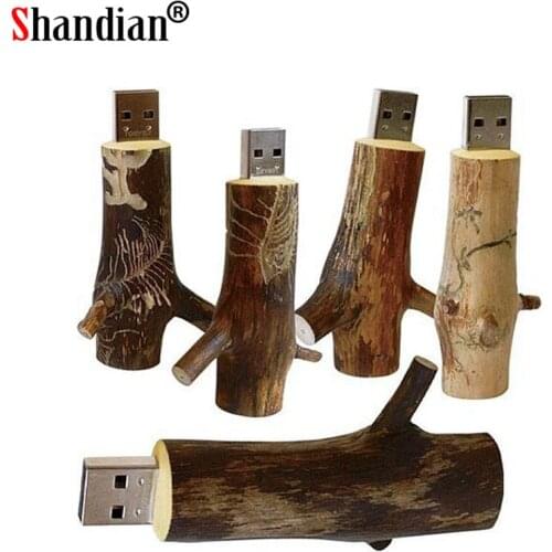SHANDIAN USB 2.0 natural wooden branch USB flash drive wood pendrive 4GB 8GB 16GB 32GB 64GB memory stick usb creative gift