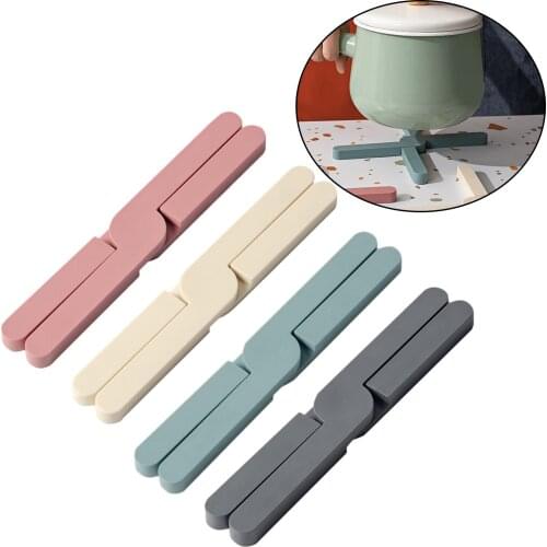 Foldable Silicone Pad Pot Holder Kitchen Utility Foldable Cross Silicone Trivets Dish Mat Pot Mat Heat Resistant Pad Creativity