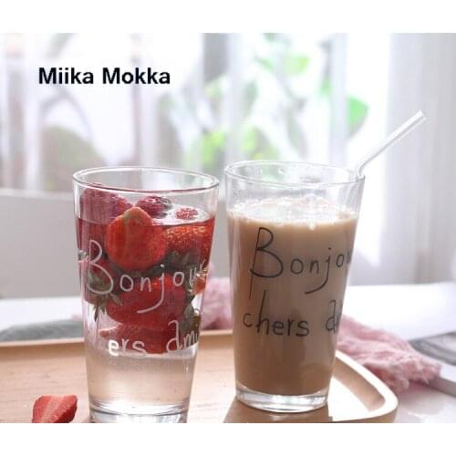 Glass Cup Coffee Mug High Quality Thicken Glass Mug Milk Coffee Tea Cup with Straw Cute Water Bottle