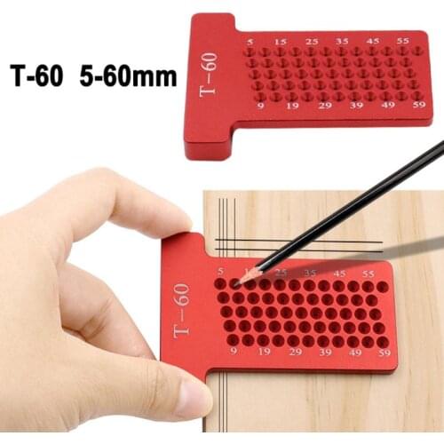T60 t-type wooden scribe ruler aluminum alloy wood gauge precise scale and wear resistant clear 5-60mm