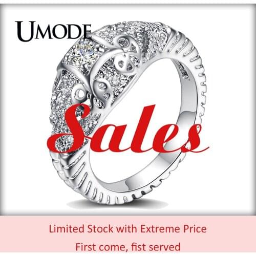 UMODE Sales Extreme Price Gold Classic Vintage Rings for Women Fashion Paved CZ Zircon Ring Party Anniversary Jewelry Gifts