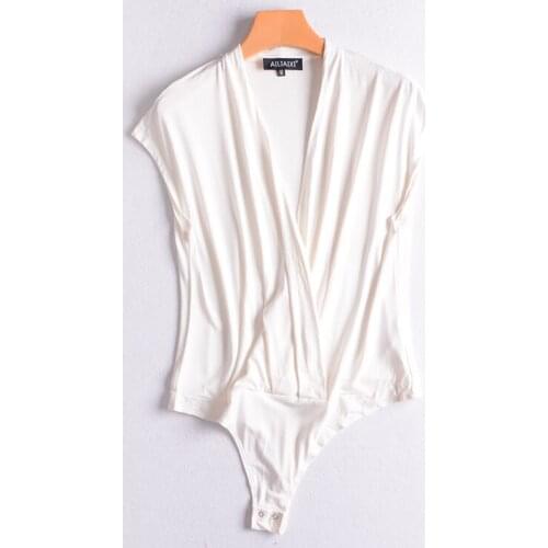 Bodysuit Women Sexy Jumpsuit Romper One Piece Deep V Neck Bodycon Wrap Body Overalls