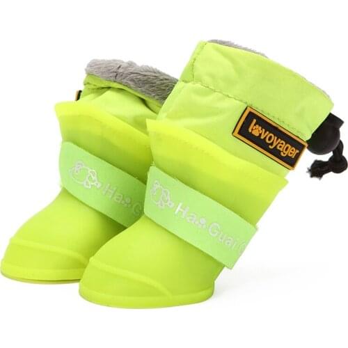 4pcs/Set Dog Rain Boots Winter Warm Dog Rain Shoes Fleece Lined Adjustable Rubber Anti-Slip Pet Snow Boots for Small Medium Dog