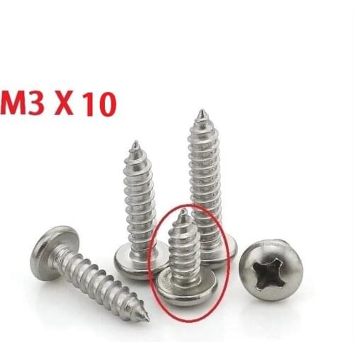 2000Pcs Nickel plated M3*10 M3X10 Countersunk Head Self tapping Electronic Screw Alloy Cross Countersunk Screw Electronic Bolts