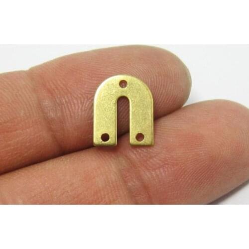 Brass charms 12x10mm Raw brass U shape earrings connector 3 holes -50pcs R737