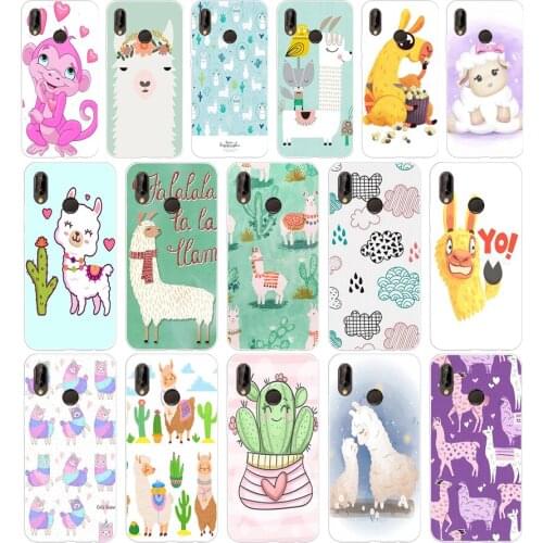 317FG Cute Llama Alpaca Animals Cartoon Soft Silicone Tpu Cover Case for huawei Mate P20 P30 Llte Pro Y6 Y7 2019