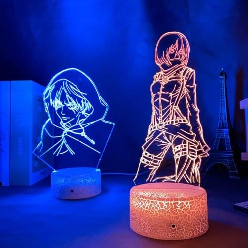 3d Lamp Attack on Titan Figure Kids Nightlight for Room Decoration Led Color Changing Night Light Anime Gift Mikasa Ackerman