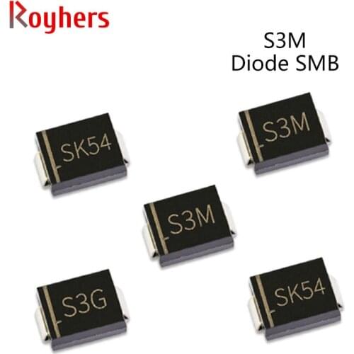 50Pcs SMD Rectifier Diode SK56 SK54 SK34 S35 S3M 3A 50V 100V 200V 400V 600V 800V 1000V Electronic Components Diy SMC DO-214AB