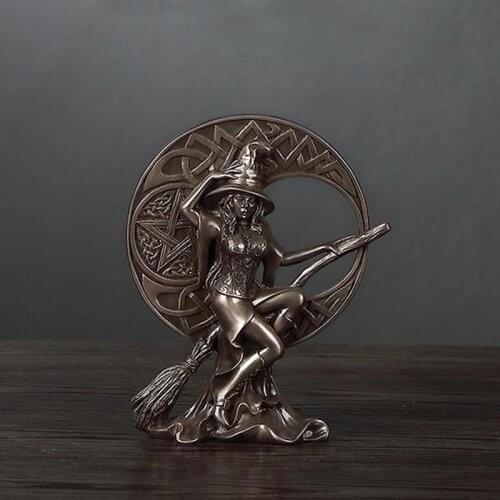 Abstract Resin Crafts Copper-Plated Witch Wizard Statue Ornament Best Gifts For Family Friends Home Decor Kawaii Accessories