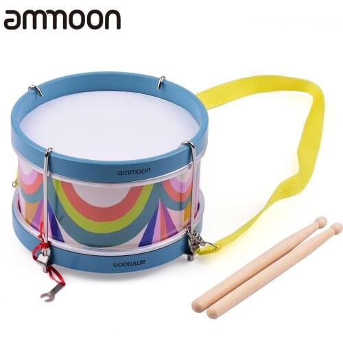 Ammoon Portable Colorful Snare Drum Percussion Instrument Musical Toy Festival Birthday Gift for Children with Drum Stick Strap