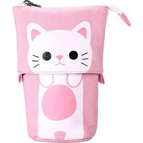 Pencil Case Cute Carton Stand Up Pencil Holder Stationery Organizer Kids Gift Cosmetics Pouch for Students
