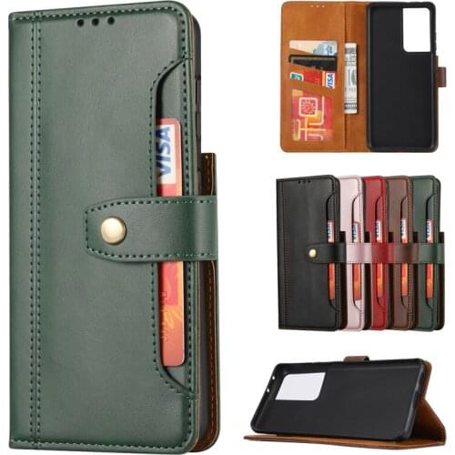 Flip Single Buckle Leather Case For Samsung S21 S20 Ultra S20 FE 5G Stand Card Slot Capa Cover For Galaxy Note 20 Ultra Hoesje