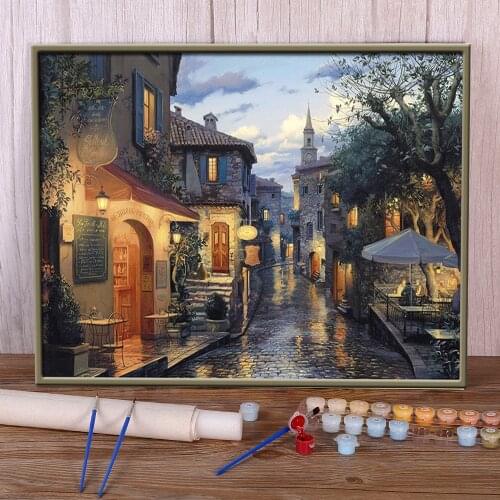 Tree Landscape Coloring By Numbers Painting Package Acrylic Paints 40*50 Oil Painting Decorative Paintings For Handicraft