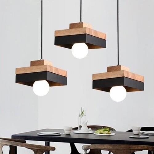 Wood Pendant Lights LED Kitchen Lights LED Lamp Bedside Hanging Lamp Ceiling Lamps Bedroom Living Room Lighting Fixtures