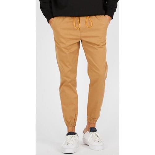 Denim Republic Mens Mustard Gabardine Jogging Trousers Mens Casual Solid Trousers Slim Pencil Pants 2021 Thin Jogging