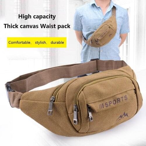 Retro canvas Waist pack men diagonal outdoor mobile phone large capacity women business wallet multi-function cashier pocket