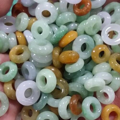 20 pcs jade beads - Yuhuan ice ring pendant ring natural emerald pendant jewelry accessories DIY
