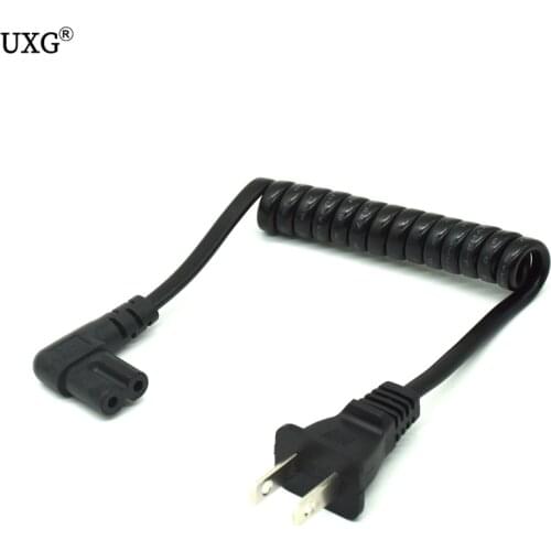 JP US NEMA 1-15P 2PIN Plug To IEC320 C7 AC Short Portable Cord 2 Prong C7 Angled 20cm PU Spring Power cable Retractable 60cm