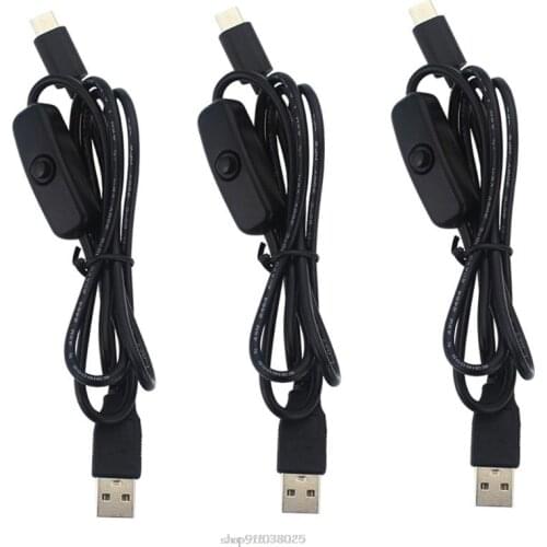 150cm Length Type C Male to USB Male Interface Power Cord Adapter Charging Cable with Switch Button for Raspberry Pi 4 F06 21