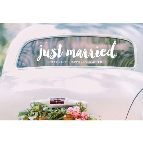Creative Just Married Decal Vinyl Car Decals Wedding Sticker Wedding Decoration Modern Happily Ever After Wall Stickers
