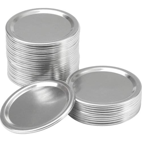 Regular Mouth 70MM Mason Jar Canning Lids, Reusable Leak Proof Split-Type Silver Lids with Silicone Seals Rings