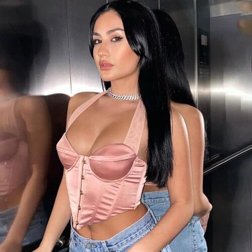 Summer Halter Suspenders Corset Top Sexy Slim Backless Camisole Sleeveless Short Tank Top Women Cropped Vest Bar Party Outfits