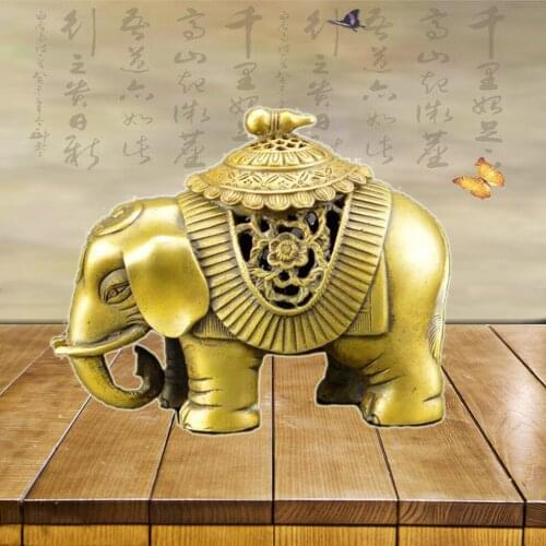 Pure Copper Treasure Elephant Incense Burner Brass Aromatherapy Stove Particles Incense Burner Home Decoration Ornaments Crafts