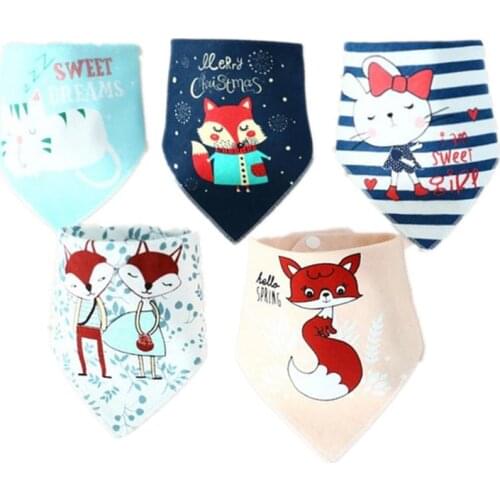 Cute Cartoon Baby Bibs Cotton Bandana Bib for Newborn Burp Cloth Child Saliva Towels Boy Girl Drool Bibs Meal Collar Scarf