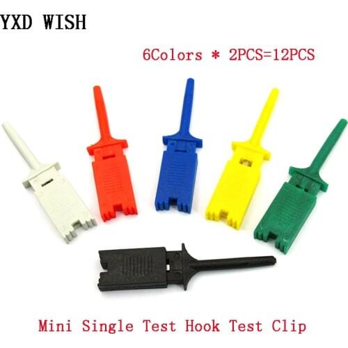 12Pcs Mini Single Test Hook Clip Test Probe For Electronic Testing IC Grabber Large Size Round Crocodile Clip Hook Test Clip
