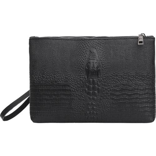 Fashion Alligator PU Leather Men Wallets Solid Color Business Casual Cash Money Zipper Clutch Bag High Quality Design Wallet New