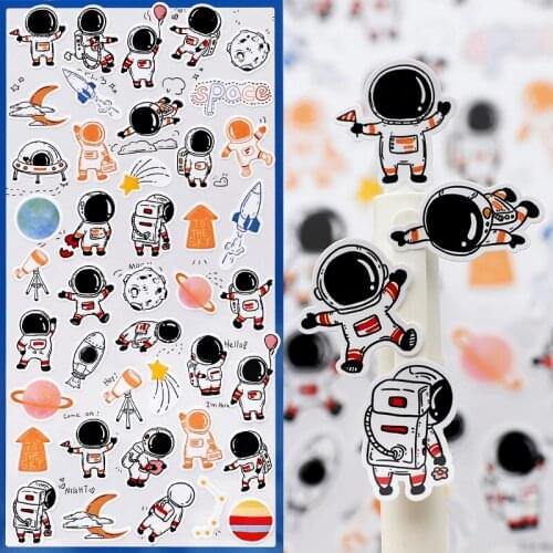 Nekoni Space Astronaut Stickers Aesthetic Scrapbooking Material Junk Journal Decoration Snacks Fruits Panda Shiba Inu Pattern