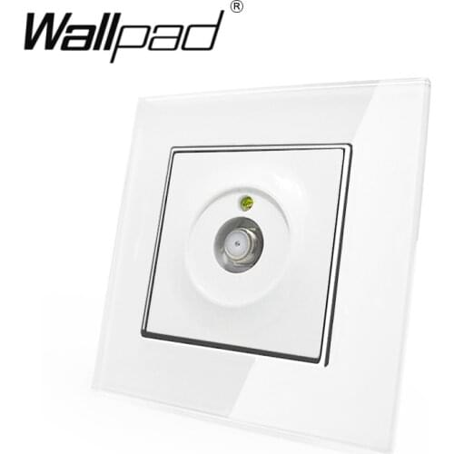Satellite TV Socket Wallpad White Crystal Glass EU European Standard Satellite Television TV Port Jack Wall Socket with Claws