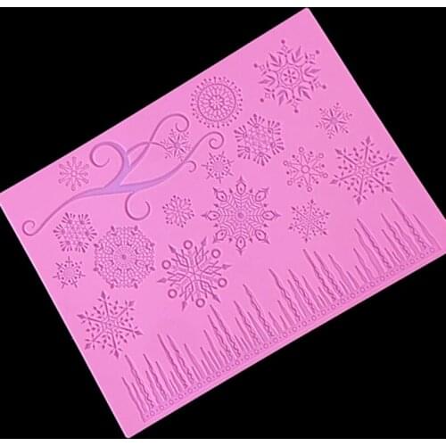 New Christmas Cake Frame Decoration Silica Gel Mold Snow Pattern Lace Silica Gel Pad Sugar Lace Pad LS-10